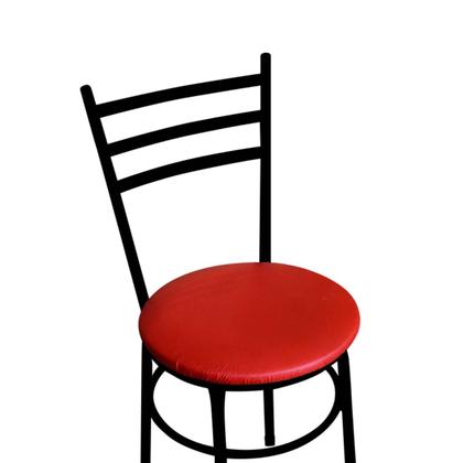 Imagem de Mesa de Jantar Redonda 80cm Preta Com 4 Cadeiras Estofada Preta