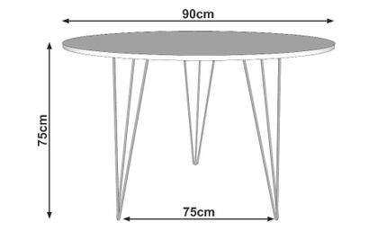 Imagem de Mesa de Jantar Redonda 90cm Amêndoa Clips 3 Pés com 4 Cadeiras Eames Eiffel Brancas Base Cobre