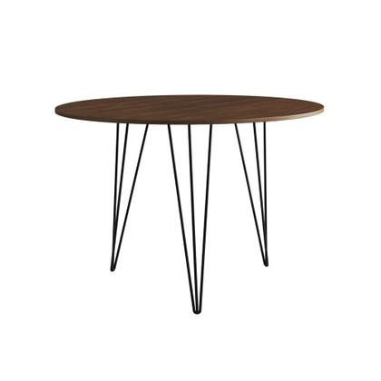 Imagem de Mesa de Jantar Redonda 90cm Amêndoa Clips 3 Pés Ferro Preto