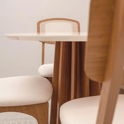 Imagem de Mesa de Jantar Redonda Base Ripada c/ 4 Cadeiras 100% MDF