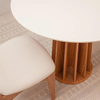 Imagem de Mesa de Jantar Redonda Base Ripada c/ 4 Cadeiras 100% MDF