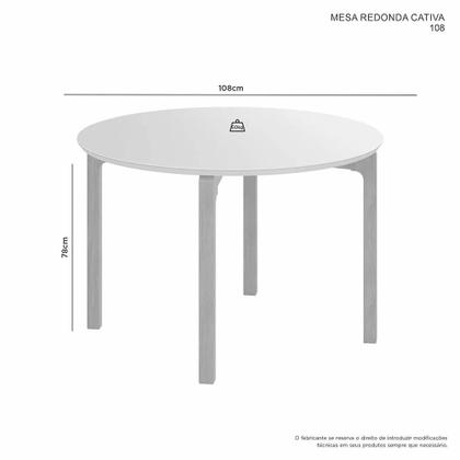 Imagem de Mesa de Jantar Redonda Cativa Cinamomo 1,08 M - JCM Movelaria