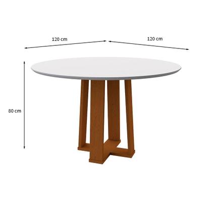 Imagem de Mesa de Jantar Redonda com Tampo de Vidro Isabela Off White e Ype 120 cm