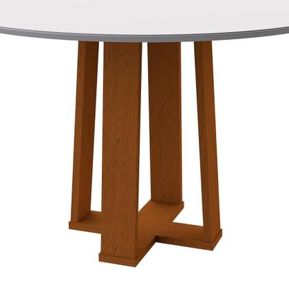 Imagem de Mesa de Jantar Redonda com Tampo de Vidro Isabela Off White e Ype 120 cm