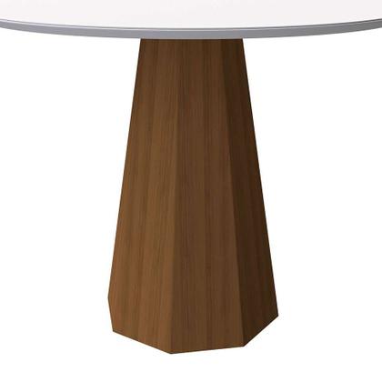 Mesa de Jantar Redonda com Tampo de Vidro Isis Off White e Imbuia 100 cm - Modern Imagem de Mesa de Jantar Redonda com Tampo de Vidro Isis Off White e Imbuia 100 cm
