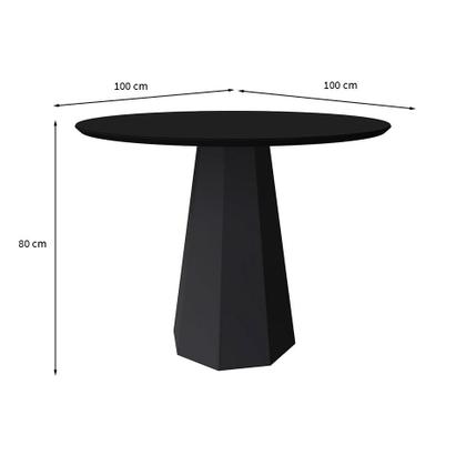 Imagem de Mesa de Jantar Redonda com Tampo de Vidro Isis Preta 100 cm
