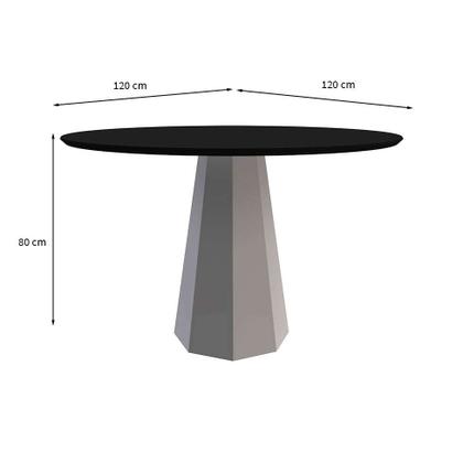 Imagem de Mesa de Jantar Redonda com Tampo de Vidro Isis Preta e Off White 120 cm