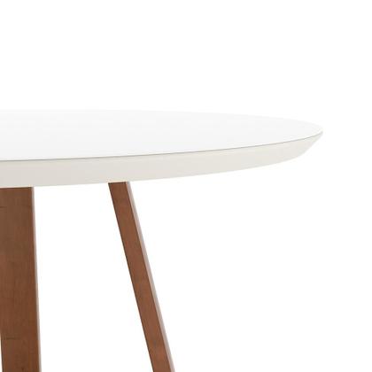 Imagem de Mesa de Jantar Redonda com Tampo de Vidro Off White Bennett Natural 135 cm