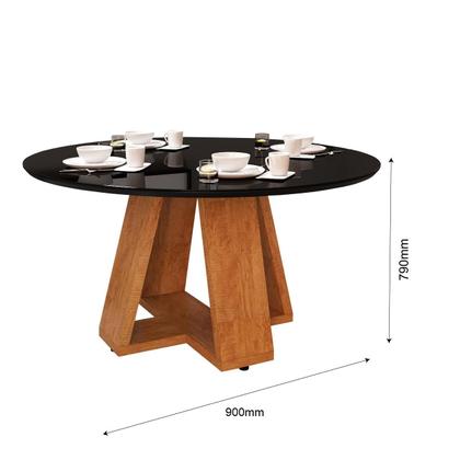Imagem de Mesa de Jantar Redonda Com Tampo de Vidro Para Sala de Estar e Cozinha