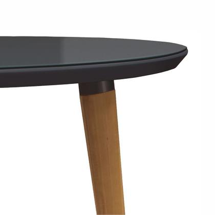 Imagem de Mesa de Jantar Redonda com Vidro Ivy 90 cm Pés Retrô Castanho - D'Rossi