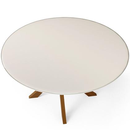 Imagem de Mesa De Jantar Redonda Cora 120cm Off White M04 com 04 Cadeiras Living Suran Linho Champagne - Lyam