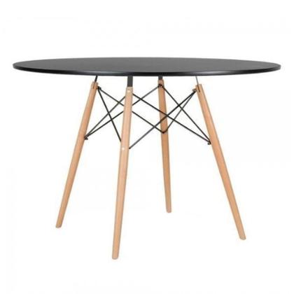 Imagem de Mesa De Jantar Redonda Eiffel Eames 110cm Tampo Madeira Preto