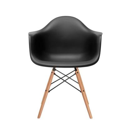 Imagem de Mesa de Jantar Redonda Eiffel Eames em Madeira 90cm Preta com 4 Poltronas Pretas