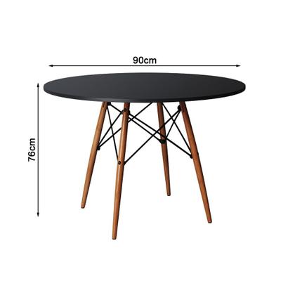 Imagem de Mesa de Jantar Redonda Eiffel Eames em Madeira 90cm Preta com 4 Poltronas Pretas