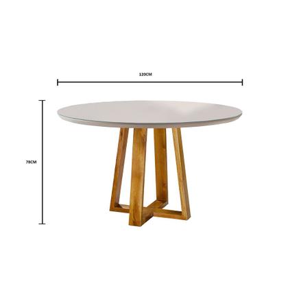 Imagem de Mesa de Jantar Redonda em Madeira Maciça Natalle Com Tampo de Vidro 120cm Móveis Mix