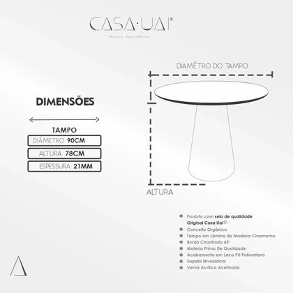 Imagem de Mesa de Jantar Redonda Laminado em Madeira 90cm Cairo