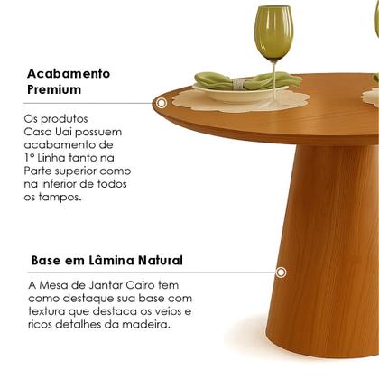 Imagem de Mesa de Jantar Redonda Laminado em Madeira 90cm Cairo