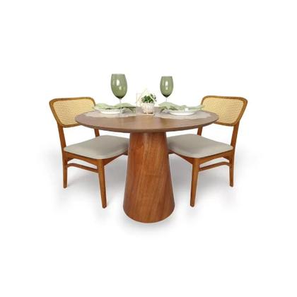 Imagem de Mesa de Jantar Redonda Laminado em Madeira 90cm Cairo