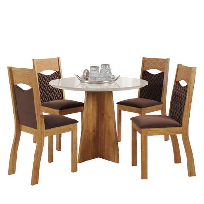 Imagem de Mesa de Jantar Redonda Lilith C/4 Cad Pietra Mel/Off White/V.bombom