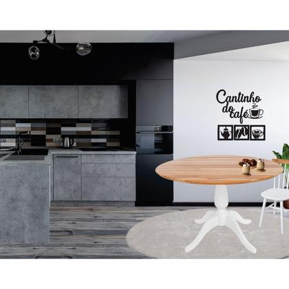 Imagem de Mesa de Jantar Redonda Milena Madeira Eucalipto - Branco Fosco/Natural