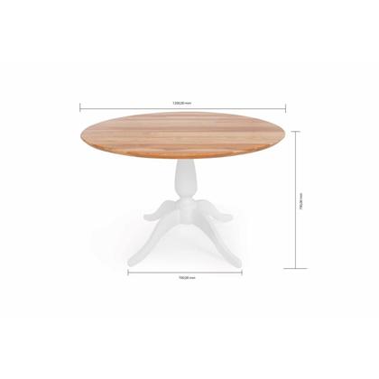 Imagem de Mesa de Jantar Redonda Milena Madeira Eucalipto - Branco Fosco/Natural