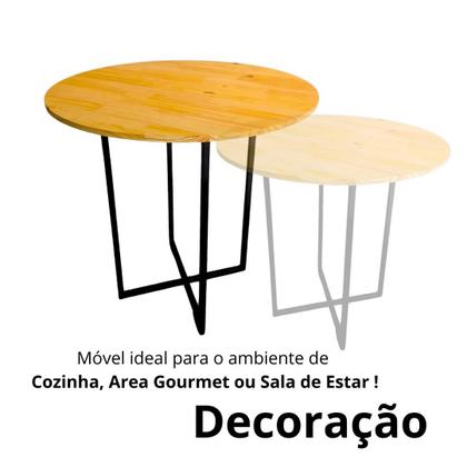 Imagem de Mesa De Jantar Redonda Para 4 Cadeiras Lugares Estilo Industrial Ferro P/ Area Gourmet