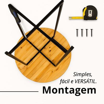 Imagem de Mesa De Jantar Redonda PARA 4 Lugares Cadeiras Sala Cozinha Sala Estar Estilo Industrial De Ferro Com Tampo De Madeira Maciça Cozinha Restaurante