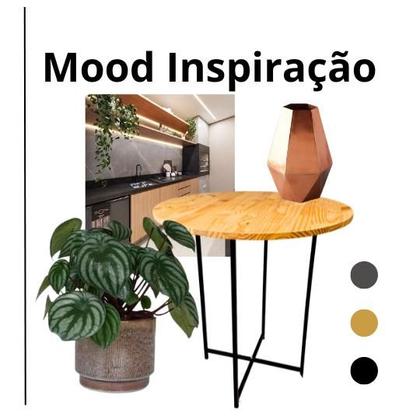 Imagem de Mesa De Jantar Redonda PARA 4 Lugares Cadeiras Sala Cozinha Sala Estar Estilo Industrial De Ferro Com Tampo De Madeira Maciça Cozinha Restaurante