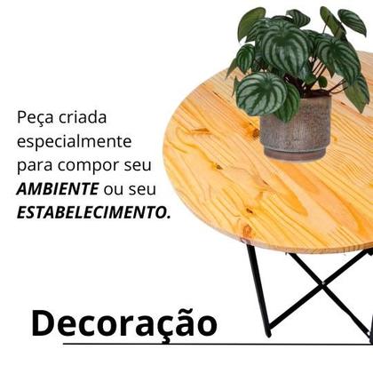 Imagem de Mesa De Jantar Redonda PARA 4 Lugares Cadeiras Sala Cozinha Sala Estar Estilo Industrial De Ferro Com Tampo De Madeira Maciça Cozinha Restaurante