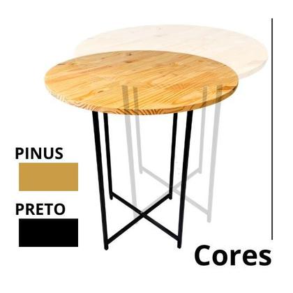 Imagem de Mesa De Jantar Redonda PARA 4 Lugares Cadeiras Sala Cozinha Sala Estar Estilo Industrial De Ferro Com Tampo De Madeira Maciça Cozinha Restaurante