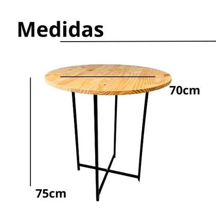 Imagem de Mesa De Jantar Redonda PARA 4 Lugares Cadeiras Sala Cozinha Sala Estar Estilo Industrial De Ferro Com Tampo De Madeira Maciça Cozinha Restaurante