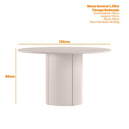 Imagem de Mesa de Jantar Redonda para 6 Lugares 135cm Tampo Mdf com Vidro Serena Ypê/Off White - New Ceval