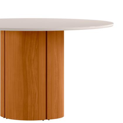 Imagem de Mesa de Jantar Redonda para 6 Lugares 135cm Tampo Mdf com Vidro Serena Ypê/Off White - New Ceval