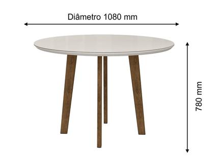 Imagem de Mesa de Jantar Redonda Turmalina 4 Lugares Pés Oblongo Off White com Vidro - RV Moveis