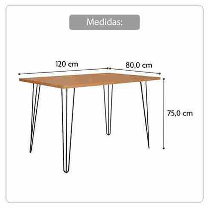 Imagem de Mesa De Jantar Retangular 120 X 80 Mdp Pé De Ferro Ametista Rede Móveis