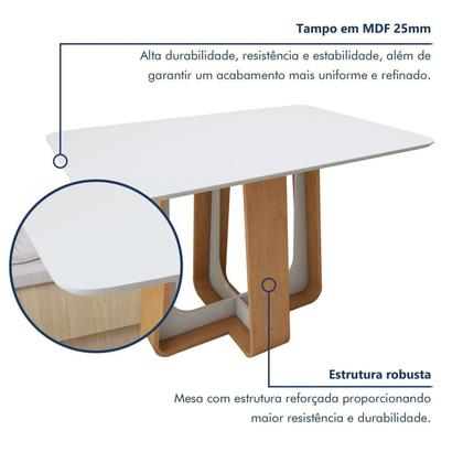 Imagem de Mesa de Jantar Retangular 120cm com Tampo em Mdf Sintonia