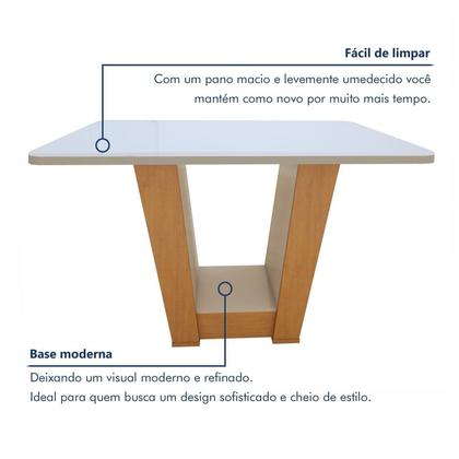 Imagem de Mesa de Jantar Retangular 120cm Maxi Tampo com Vidro Apogeu