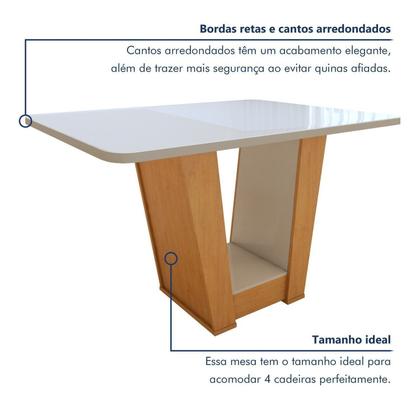 Imagem de Mesa de Jantar Retangular 120cm Maxi Tampo com Vidro Apogeu