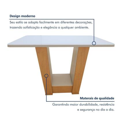 Imagem de Mesa de Jantar Retangular 120cm Maxi Tampo com Vidro Apogeu