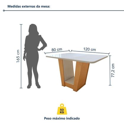 Imagem de Mesa de Jantar Retangular 120cm Maxi Tampo com Vidro Apogeu