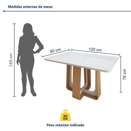 Imagem de Mesa de Jantar Retangular 120cm Maxi Tampo com Vidro Sintonia