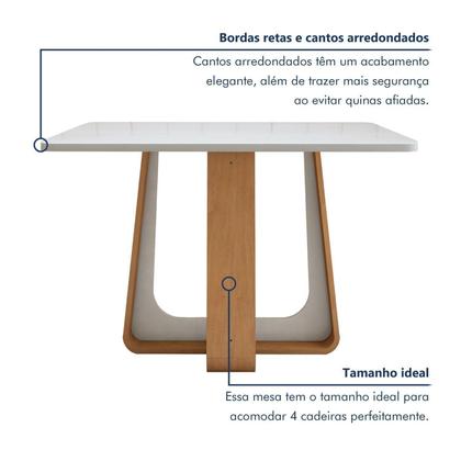 Imagem de Mesa de Jantar Retangular 120cm Maxi Tampo com Vidro Sintonia