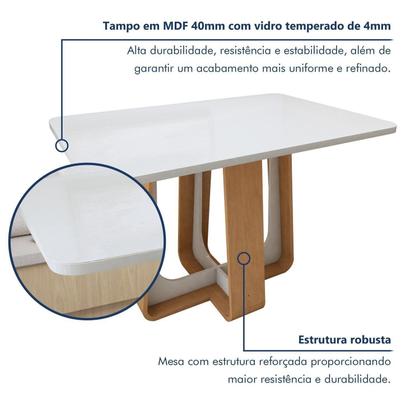 Imagem de Mesa de Jantar Retangular 120cm Maxi Tampo com Vidro Sintonia