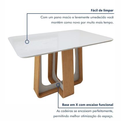 Imagem de Mesa de Jantar Retangular 120cm Tampo com Vidro Sintonia