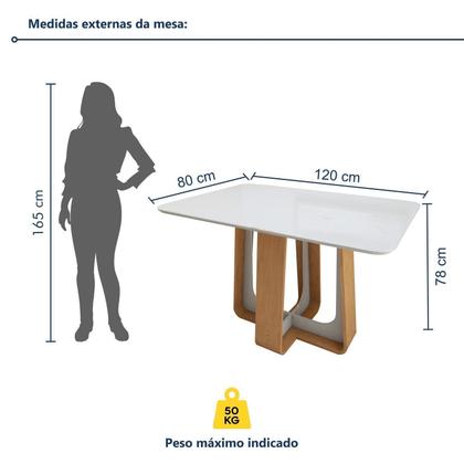 Imagem de Mesa de Jantar Retangular 120cm Tampo com Vidro Sintonia