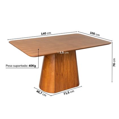Imagem de Mesa de Jantar Retangular 140cm Baobá CabeCasa MadeiraOriginals