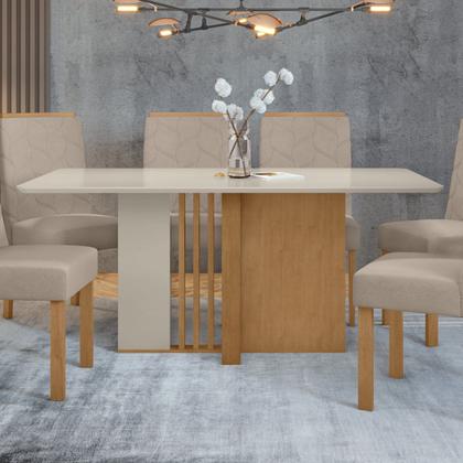 Imagem de Mesa de Jantar Retangular 160x80cm 6 Lugares Tampo MDF Astrid