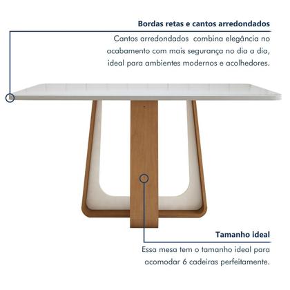 Imagem de Mesa de Jantar Retangular 170cm Maxi Tampo com Vidro Sintonia
