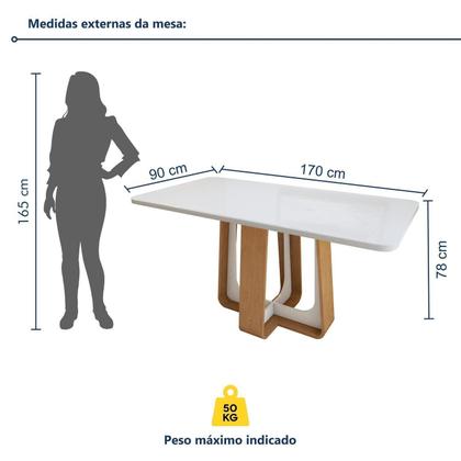 Imagem de Mesa de Jantar Retangular 170cm Maxi Tampo com Vidro Sintonia