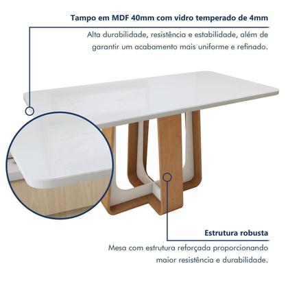 Imagem de Mesa de Jantar Retangular 170cm Maxi Tampo com Vidro Sintonia